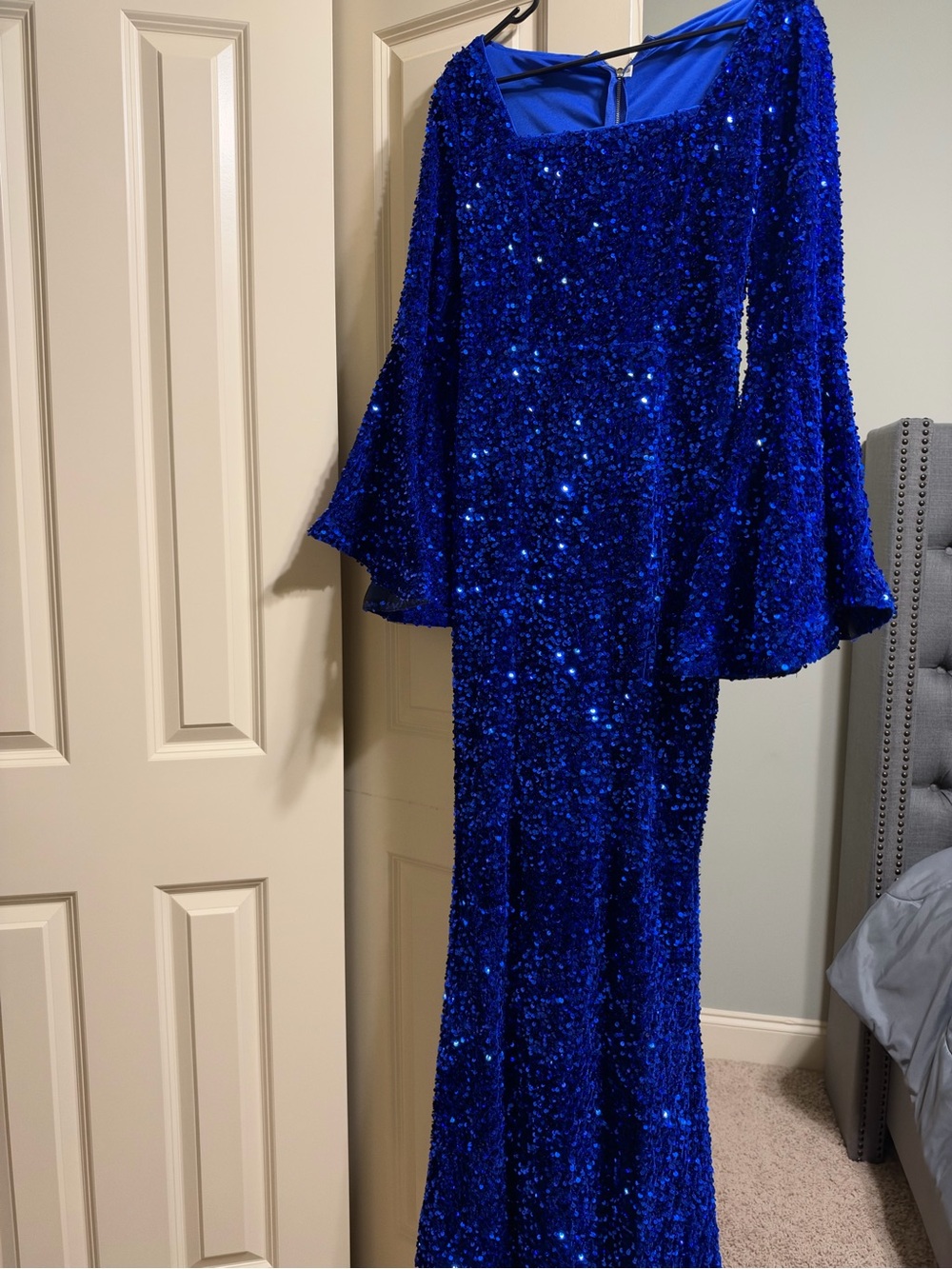 Blue Sequin Evening Dress - Brand Unspecified